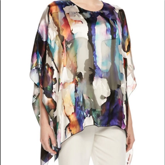 Caroline Rose Hand Painted Devore Caftan, Petite - Picture 2 of 9